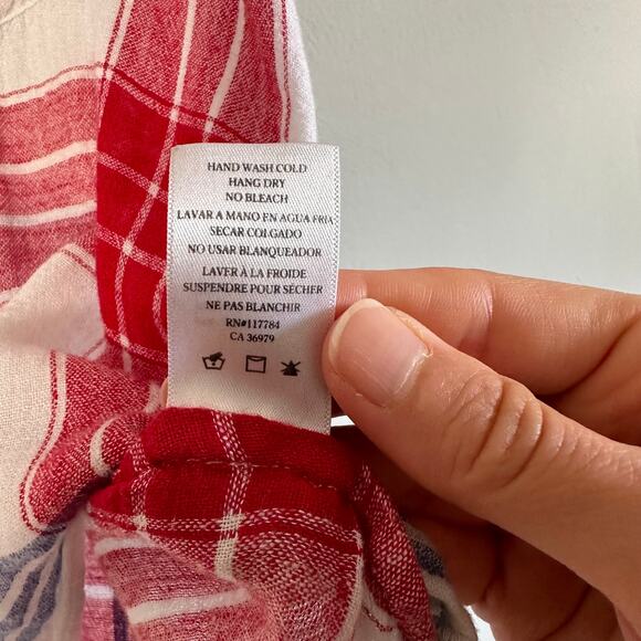 Rails Amelie Carmine Linen Blend Tie Front Shirt - Picture 7 of 8